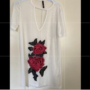 Sheer blouse with roses
